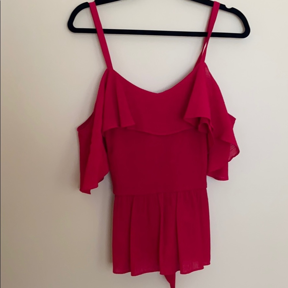 Romantic red off shoulder Club Monaco top